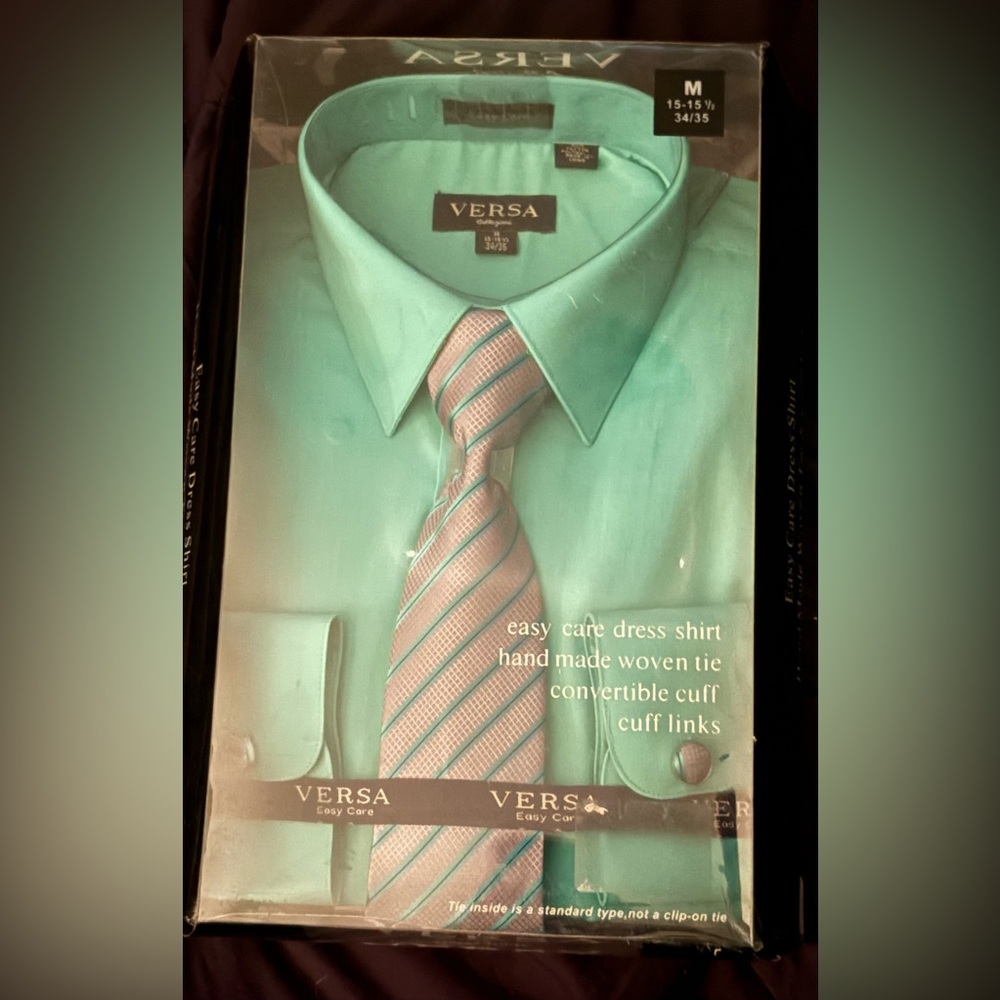 Men's Teal Dress Shirt with Tie